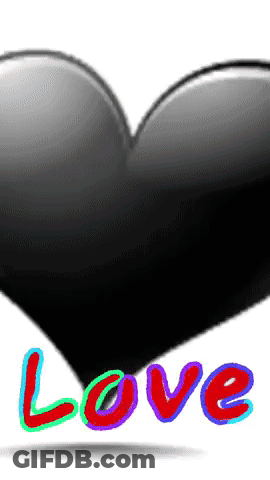 Black Heart With Love In Red And Blue GIF