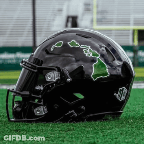 Black Helmet With Green Hawaiian Map GIF