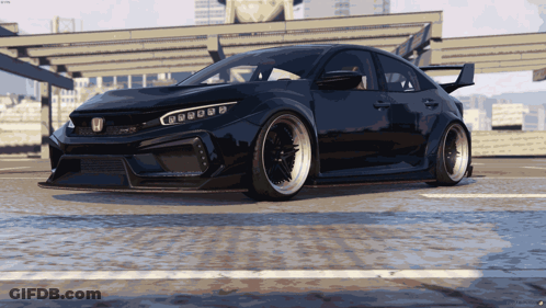 Black Honda Civic Type R Parked GIF