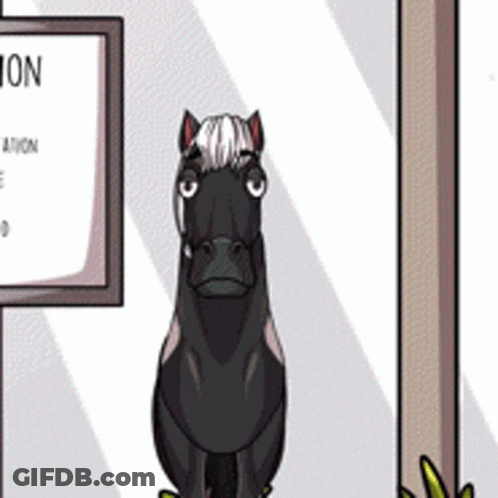 Black Horse In Front Of No Parking Sign GIF
