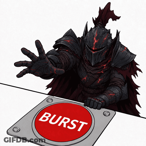 Black Knight Pressing Red Burst Button GIF