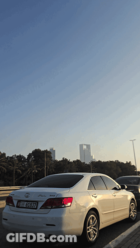 Black Lexus In Parking Lot With Foreign Caption GIF