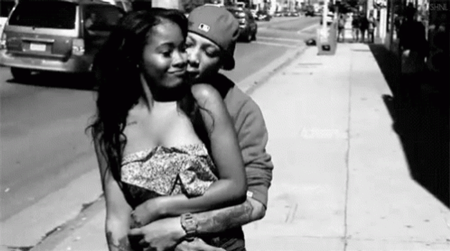 Black Love Couple Backhug GIF