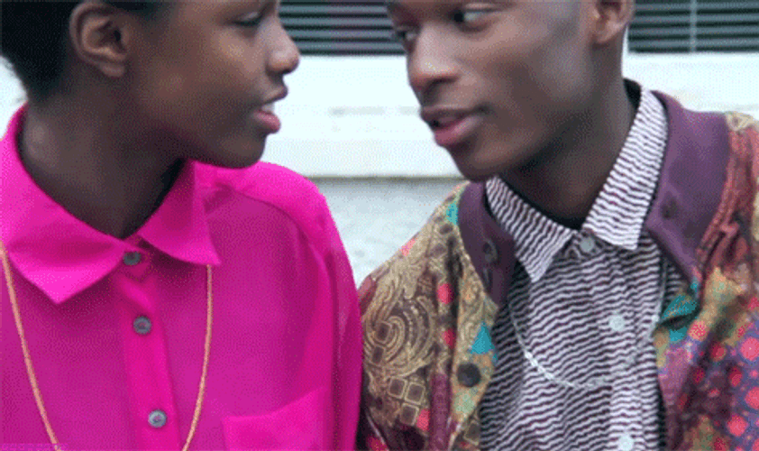 Black Love Couple Smiling To Each Other GIF