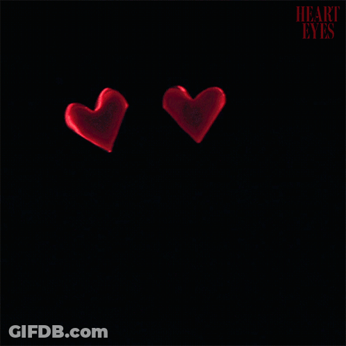 Black Mask With Red Heart Eyes Saying Heart Eyes GIF