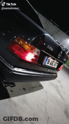 Black Mercedes E200 Parked At Night GIF