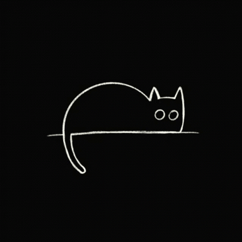 Black Minimalist Cartoon Cat GIF