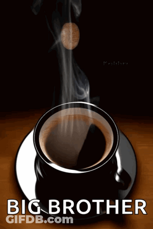 Black Mug Of Coffee Good Morning Brother GIF