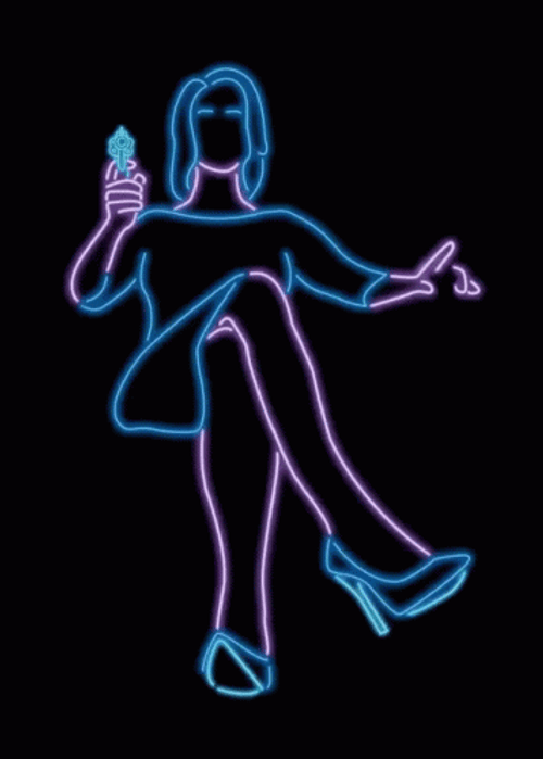 Black Neon Woman Gun GIF