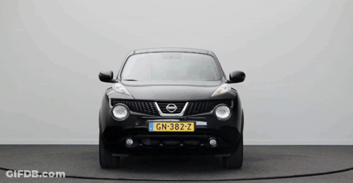 Black Nissan With Yellow License Plate GN-382-Z GIF