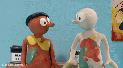 Black Paint Can Next To Cartoon Character GIF