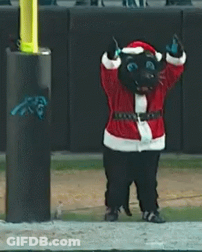 Black Panther Mascot In Santa Suit GIF