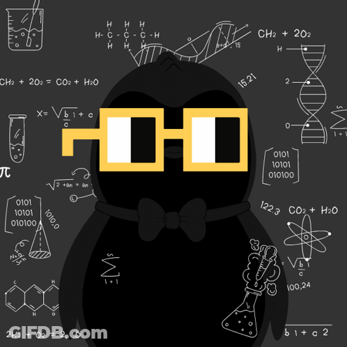 Black Penguin In Glasses Bow Tie Math Equations GIF