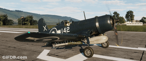Black Plane With Number 142 On Tail GIF