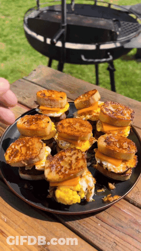 Black Plate With French Toast Sandwiches GIF