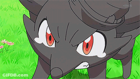 Black Pokemon With Red Eyes Standing In Grass GIF