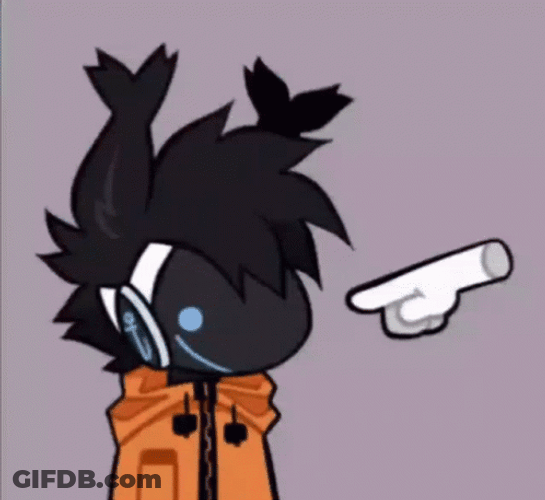 Black Protogen With Hand Pointing In Nose GIF