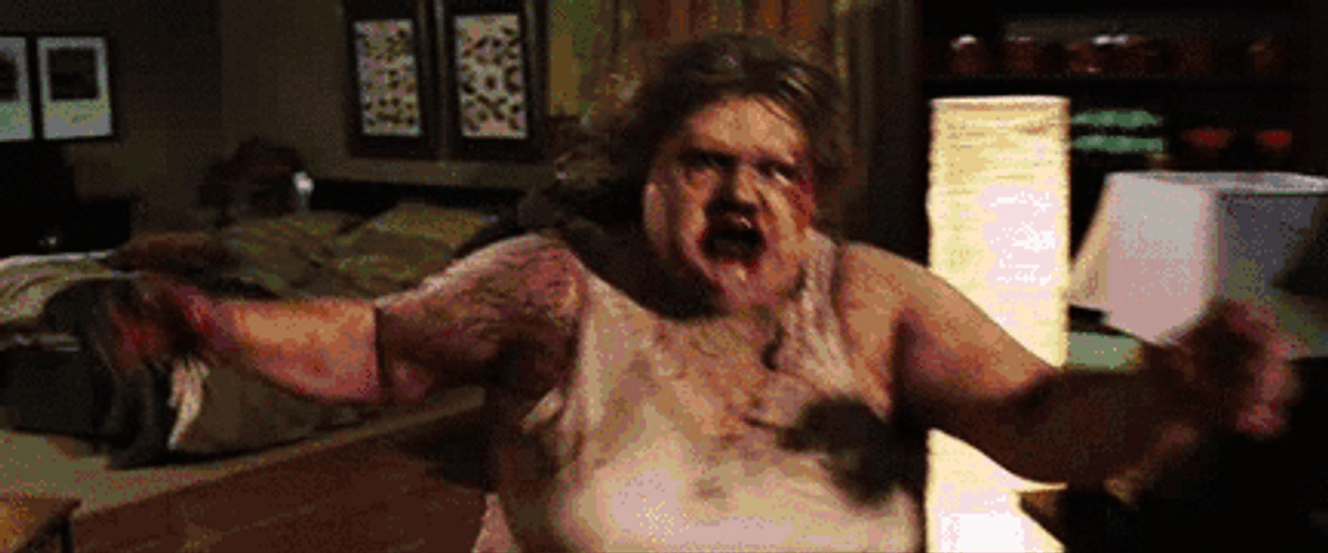 Black Rod Girl Fight Zombie GIF