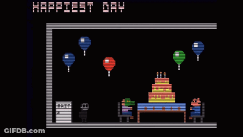 Black Screen With Balloons Saying Happiest Day GIF