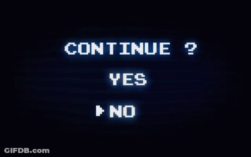 Black Screen With Continue Yes And No GIF
