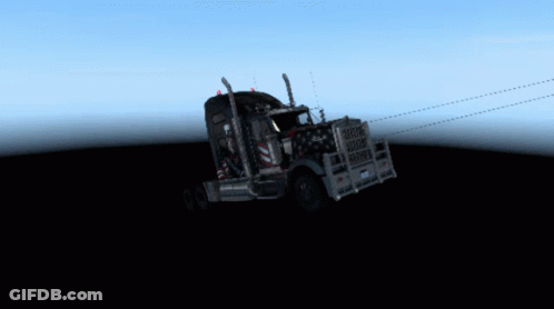 Black Semi Truck With AA License Plate GIF