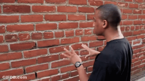 Black Shirt Man By Red Brick Wall GIF
