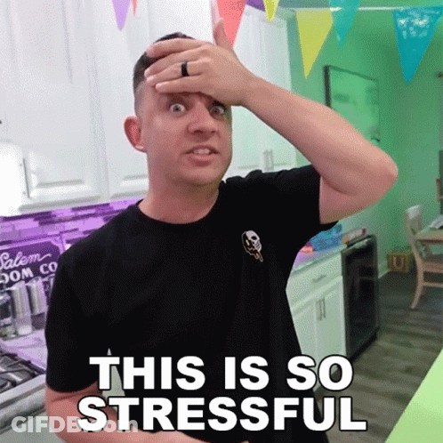 Black Shirt Man Hand On Forehead This Is So Stressful GIF