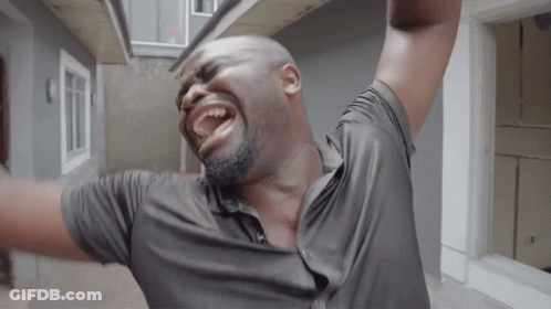Black Shirt Man Laughing Arms Outstretched GIF
