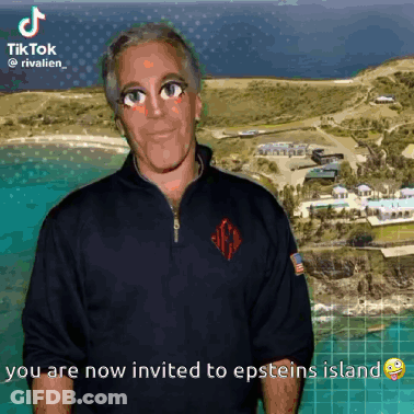 Black Shirt Man: You're Invited To Epsteins Island GIF
