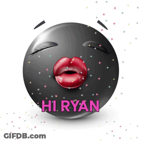 Black Smiley With Red Lips Saying Hi Ryan GIF