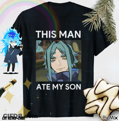 Black T-Shirt With Boy And Text GIF