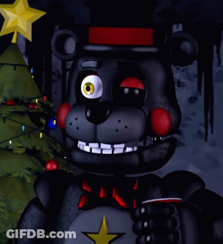 Black Teddy Bear In Red Hat With Yellow Star GIF