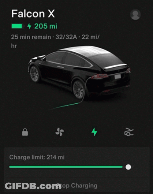 Black Tesla Model 3 Interface GIF