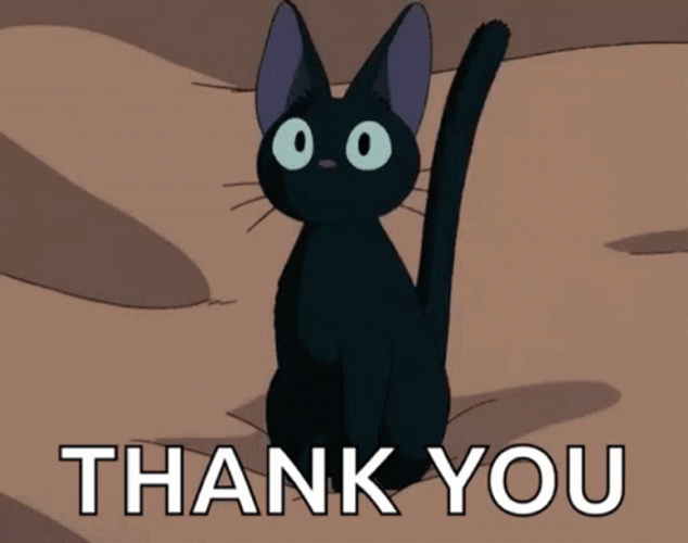 Black Thank You Cat Smiling GIF