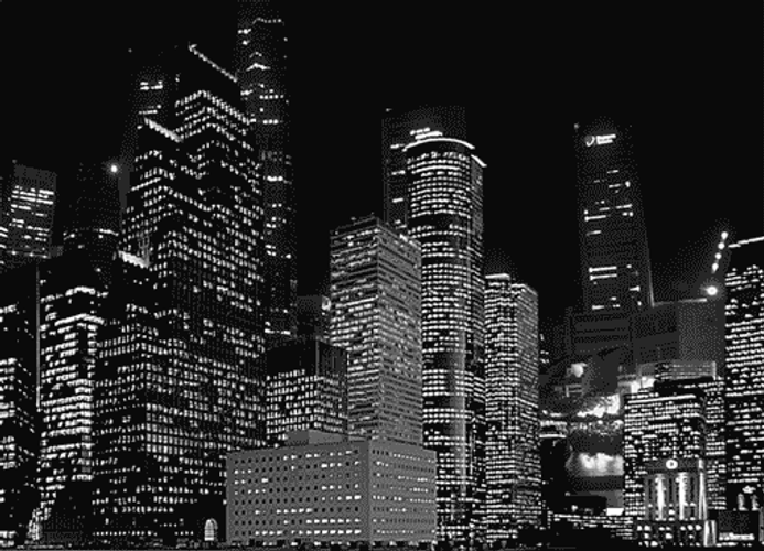 Black Trippy City Skyline GIF