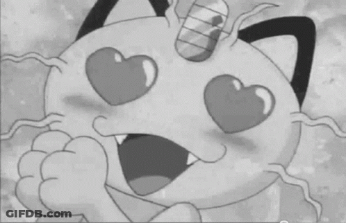 Black White Cartoon Cat Heart Eyes Unicorn Horn GIF