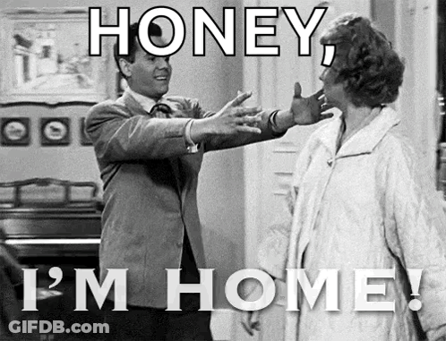 Black White Man Hugging Woman Honey I'm Home GIF