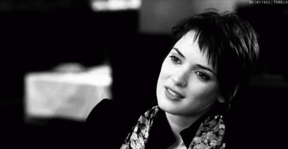 Black White Winona Ryder Smiling GIF