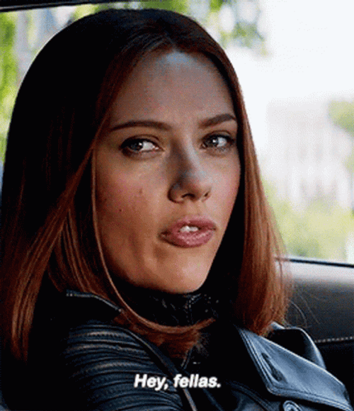 Black Widow Hey Fellas GIF