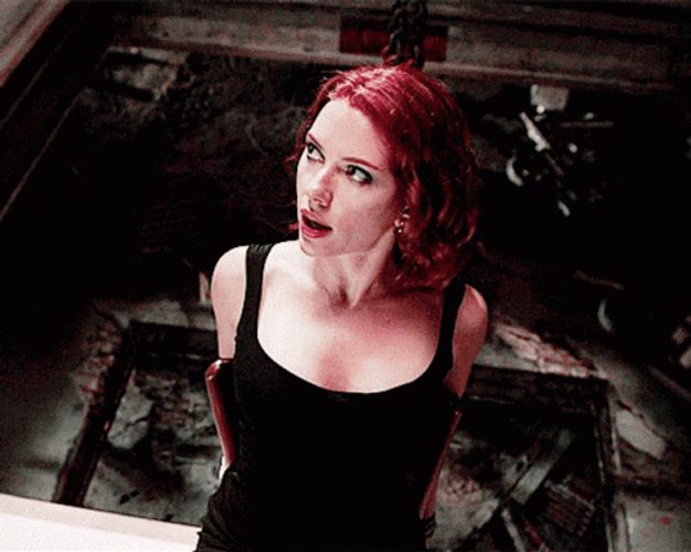 Black Widow Tied In Chair GIF