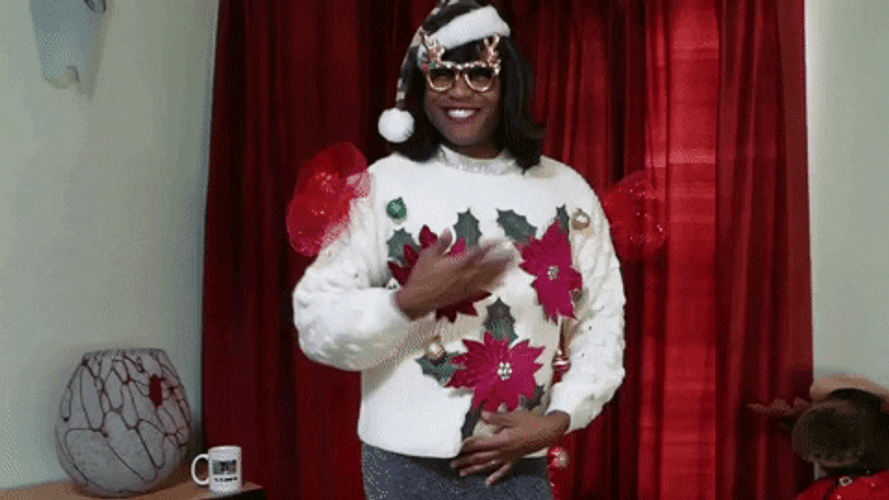 Black Woman Wearing Ugly Sweater GIF