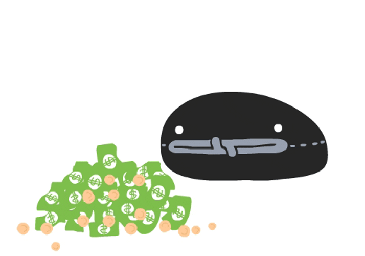 Black Worm Eating Money Flying GIF