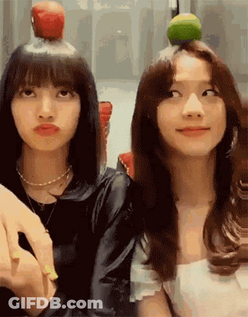 Blackpink Lisa & Jisoo Playing GIF