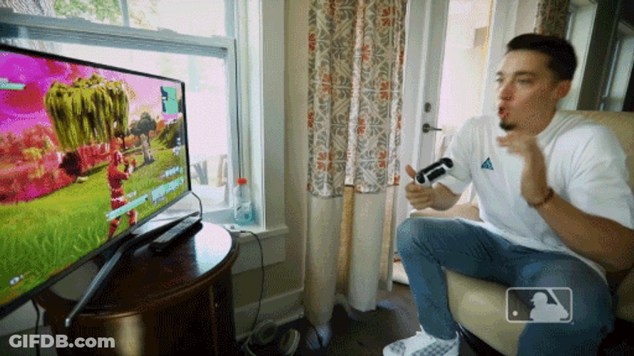 Blake Snell Playing Handheld Video Game GIF