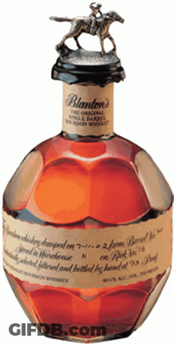Blanton's Bourbon Whiskey Bottle With Horse On Top GIF