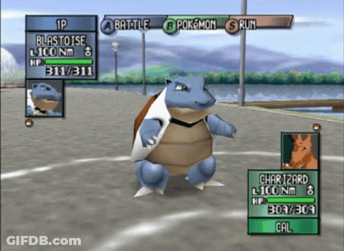 Blastoise Unleashing Dual Cannons Pokemon Gameplay GIF