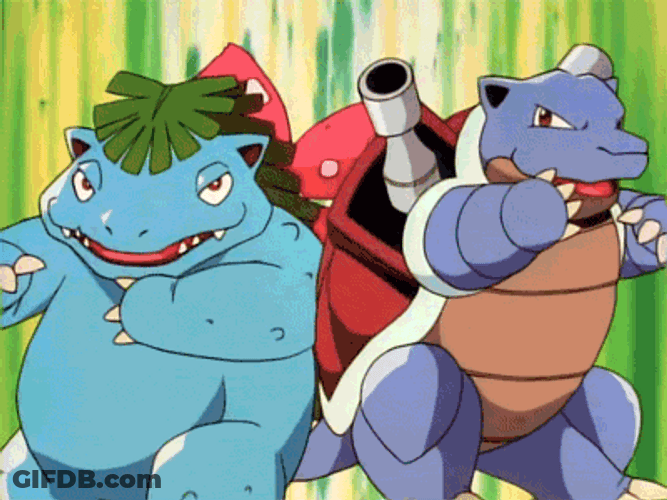 Blastoise Venusaur Tandem Attack Pokemon GIF