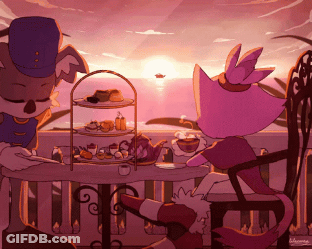 Blaze The Cat Having Tea GIF