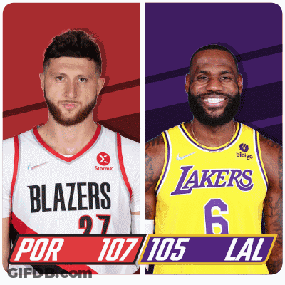 Blazers And Lakers Players Side By Side GIF