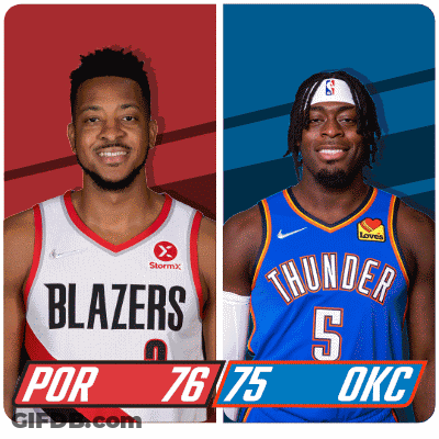 Blazers And Thunder Basketball Players Standing Together GIF